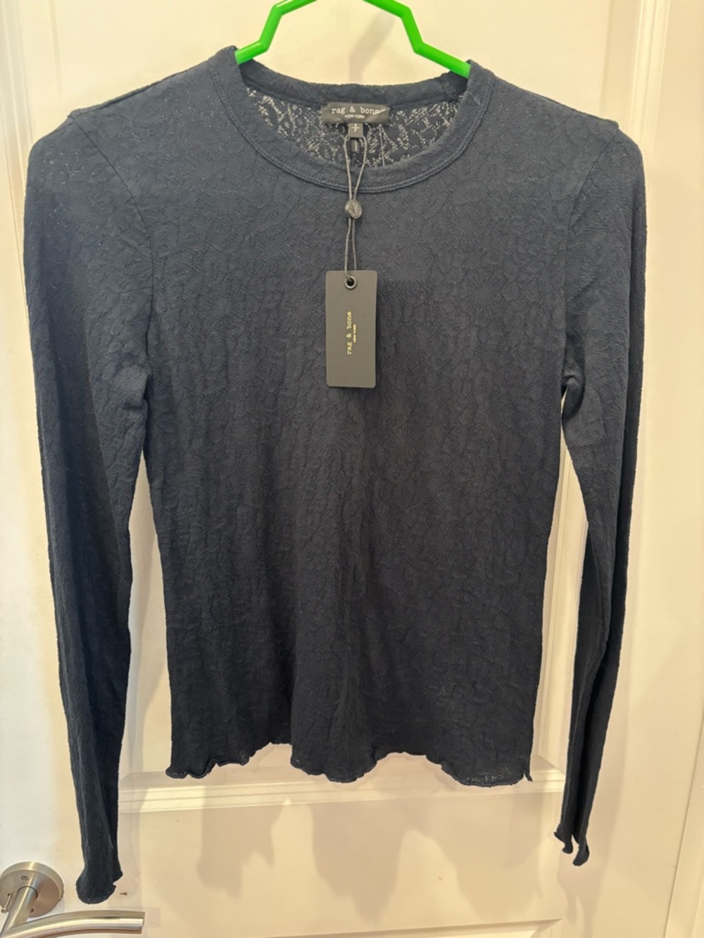 NWT Rag & Bone Gemma Long-Sleeve Lace Top salute Blue - S